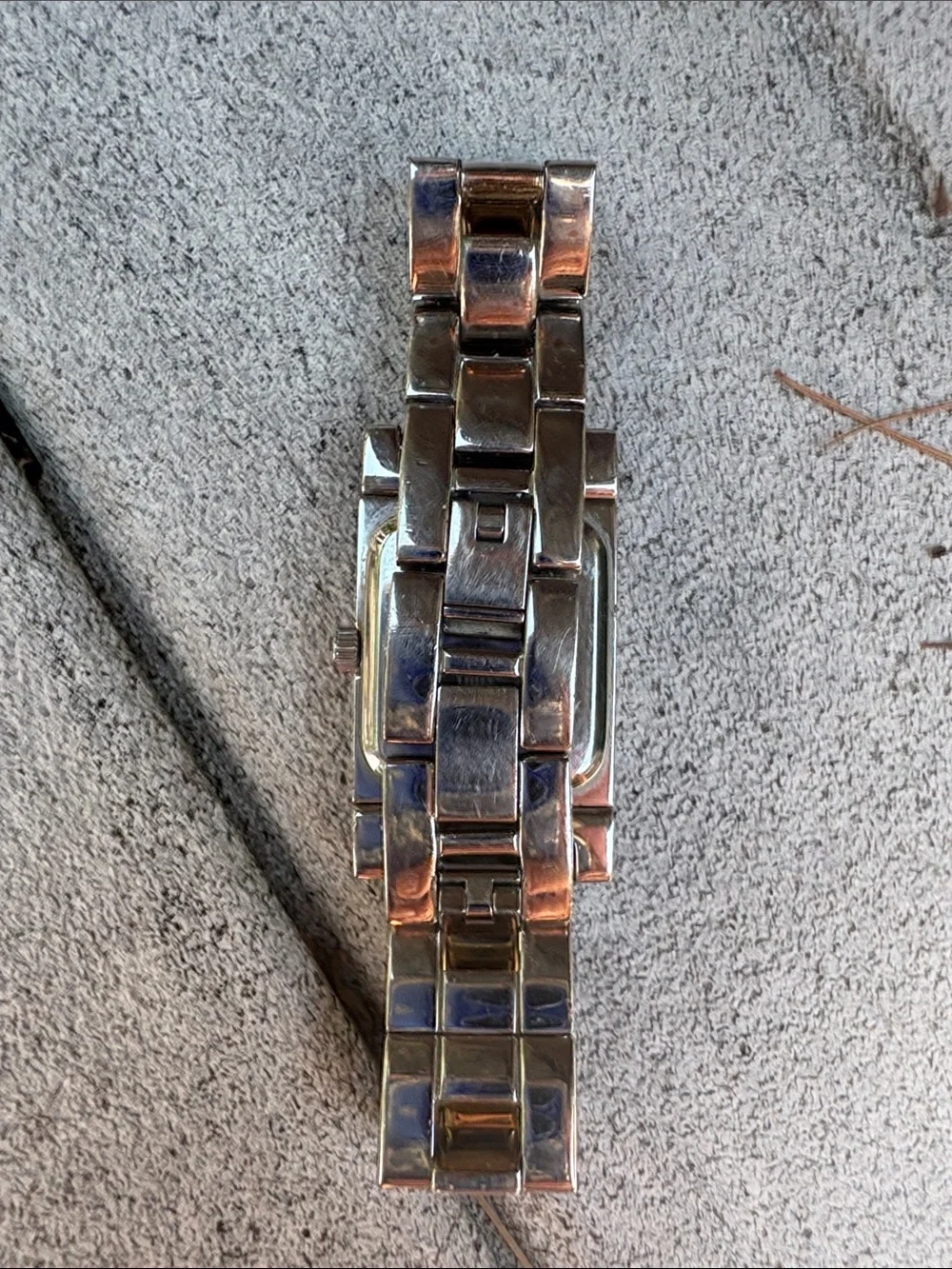 Tommy Hilfiger Silver and White Rectangular Link Watch